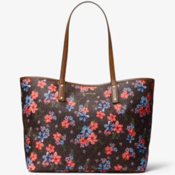 Michael Kors Purse Carter Brown Multi Large open tote Bag - Picture 1 of 9